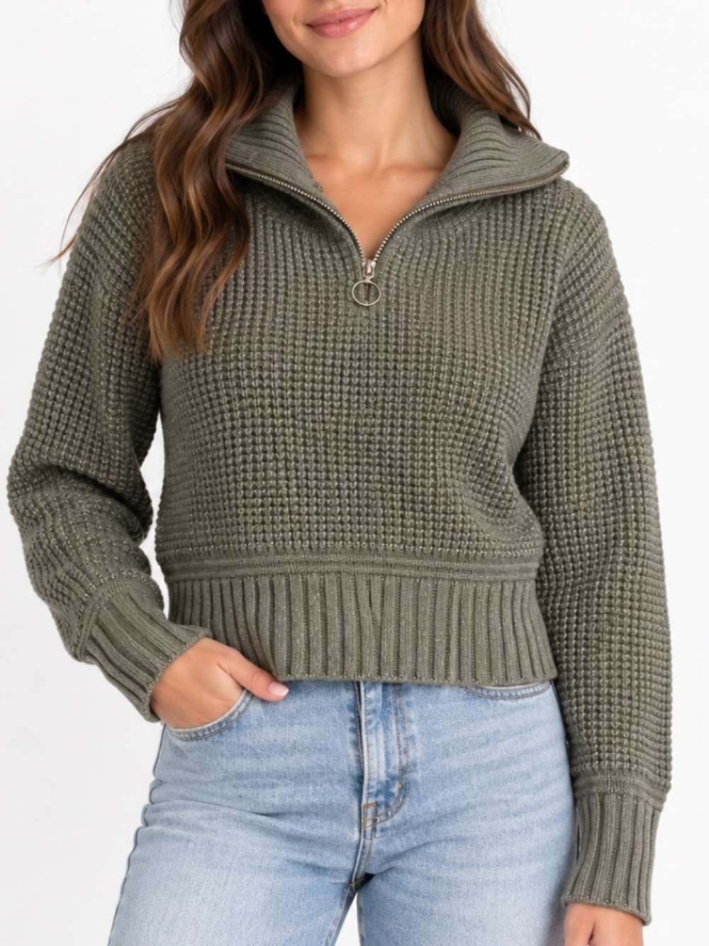 Loose Knitted quarter zip